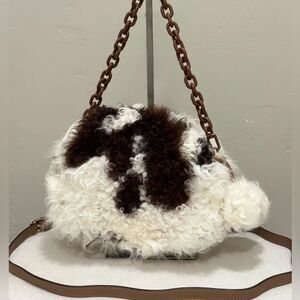Handmade Natural Curly Shearling Handbag, Real Lamb Fur Shoulder Bag/Crossbody